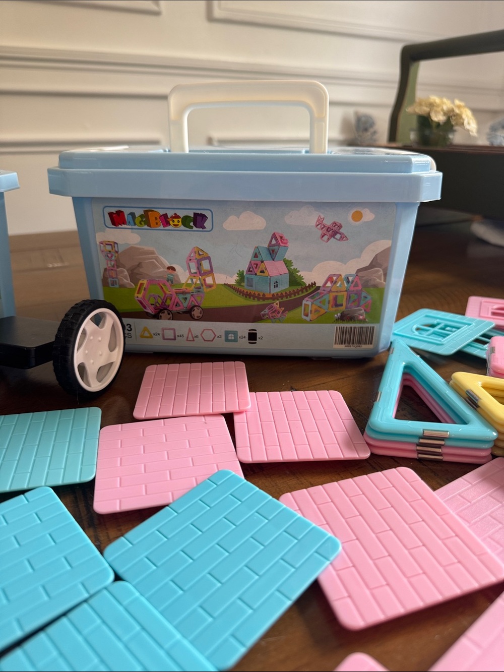 Kids Magnetic Building Set — Blue & Pink Panels